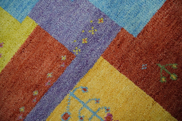 Hand knotted Traditional Multi color 8x10 Antique Tribal Style Gabbeh Design Wool Area Rug - The Rug Decor