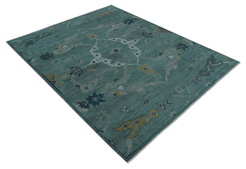Hand Knotted Traditional Oriental Oushak Antique Style Green Wool Area Rug - The Rug Decor