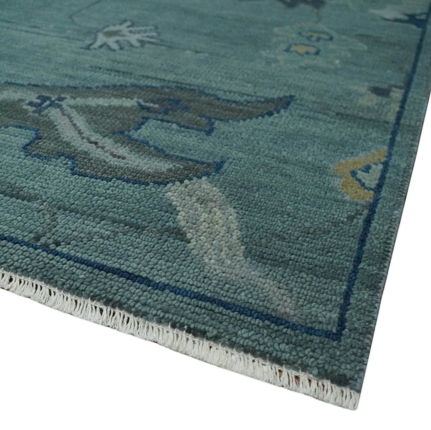 Hand Knotted Traditional Oriental Oushak Antique Style Green Wool Area Rug - The Rug Decor