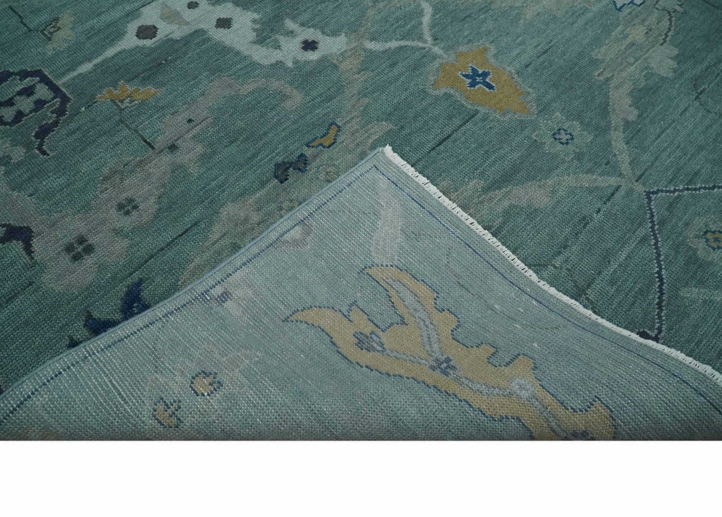 Hand Knotted Traditional Oriental Oushak Antique Style Green Wool Area Rug - The Rug Decor