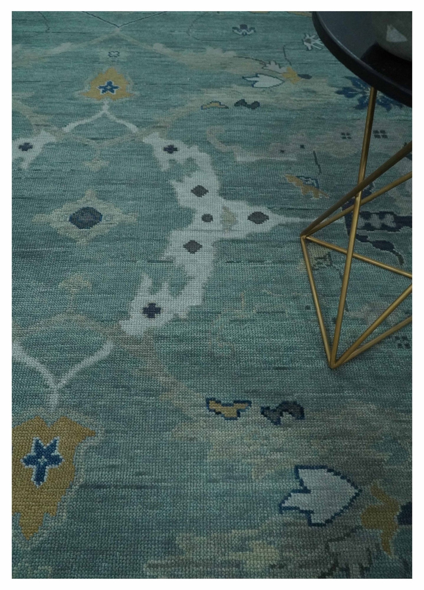 Hand Knotted Traditional Oriental Oushak Antique Style Green Wool Area Rug - The Rug Decor