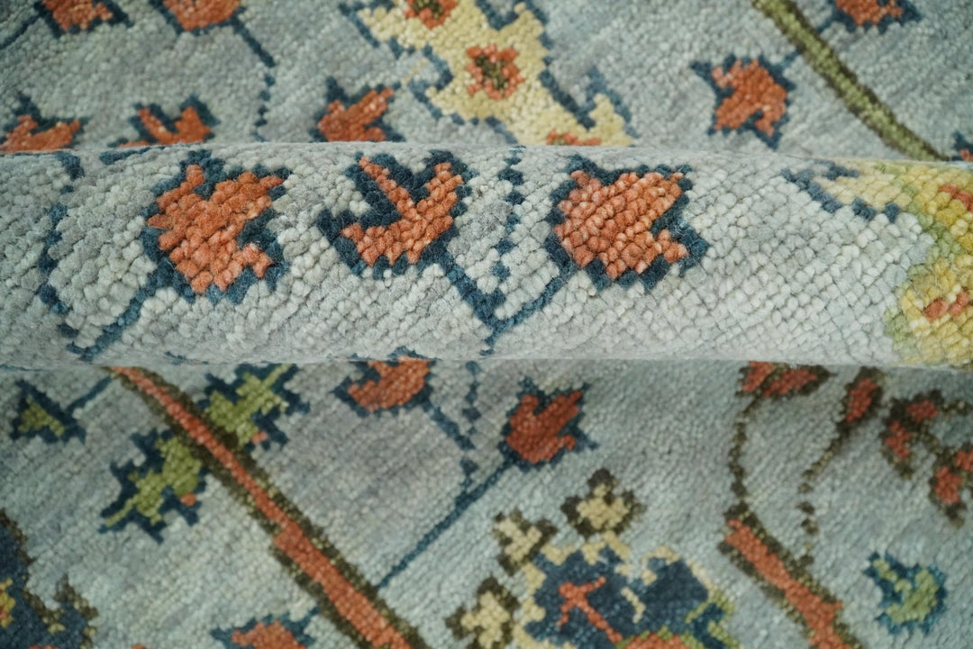 Hand Knotted Tree of Life Rust and Blue Traditional Turkish Design Wool Rug - The Rug Decor