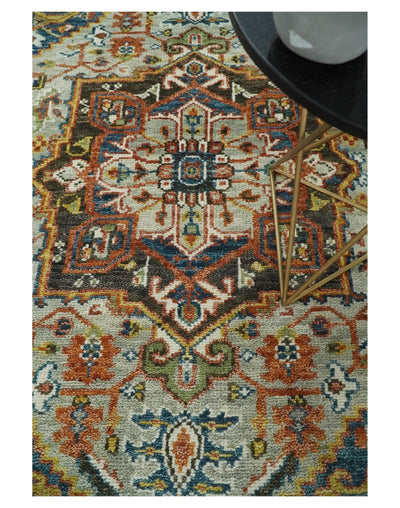 Hand Knotted Wool 6x9 Eclectic Bohemian Brown and Blue Traditional Persian Area Rug | TRDCP129C69 - The Rug Decor