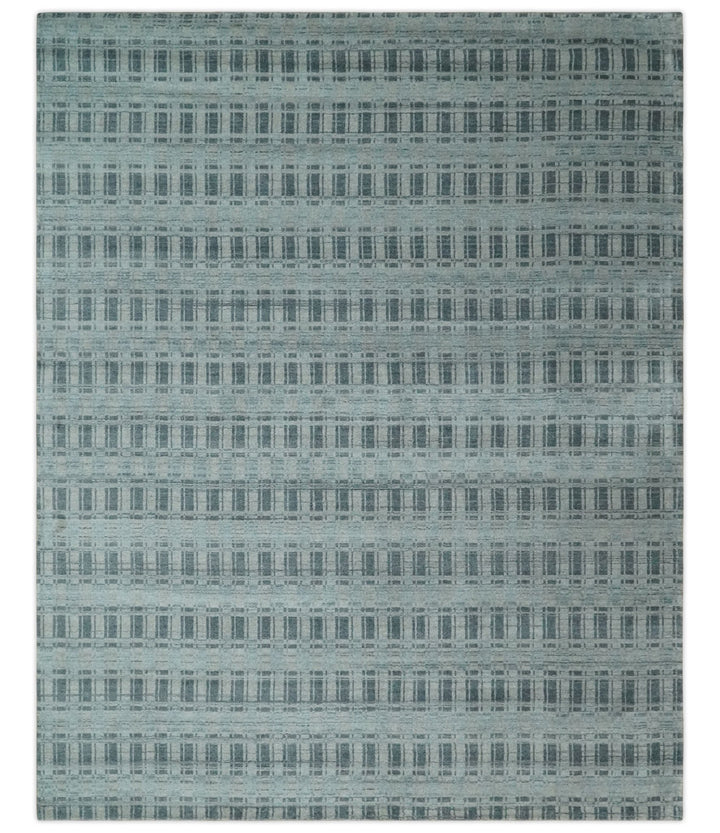 Hand Made 8x10 Modern Stripes Camel, Gray and Silver Scandinavian Blended Wool Flatwoven Area Rug | KE22 - The Rug Decor