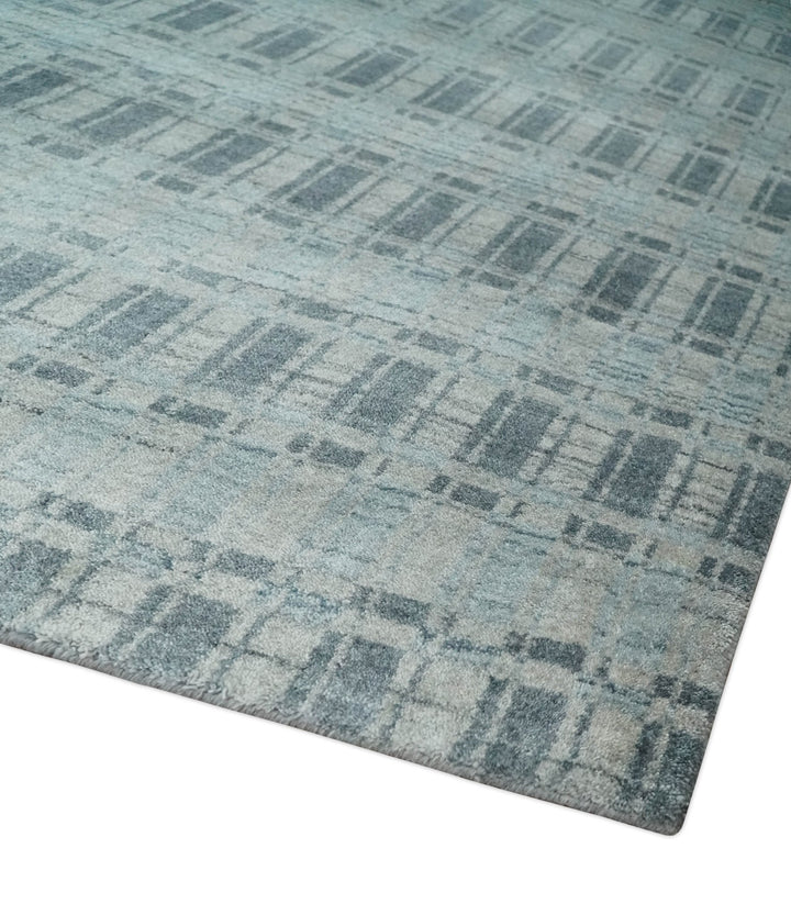 Hand Made 8x10 Modern Stripes Camel, Gray and Silver Scandinavian Blended Wool Flatwoven Area Rug | KE22 - The Rug Decor