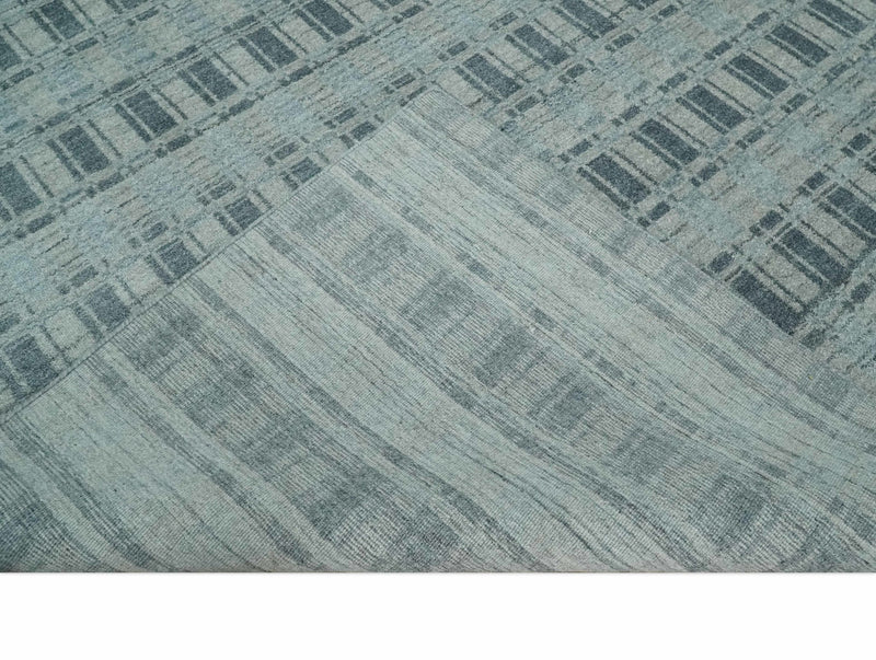 Hand Made 8x10 Modern Stripes Camel, Gray and Silver Scandinavian Blended Wool Flatwoven Area Rug | KE22 - The Rug Decor
