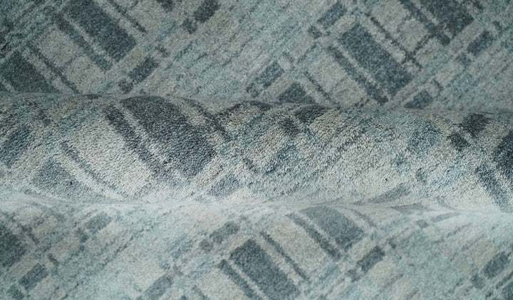 Hand Made 8x10 Modern Stripes Camel, Gray and Silver Scandinavian Blended Wool Flatwoven Area Rug | KE22 - The Rug Decor