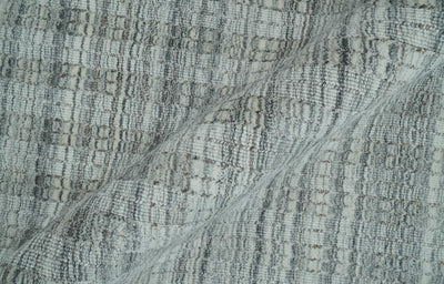 Hand Made 8x10 Modern Stripes Charcoal, Gray and Beige Scandinavian Blended Wool Flatwoven Area Rug | KE9 - The Rug Decor
