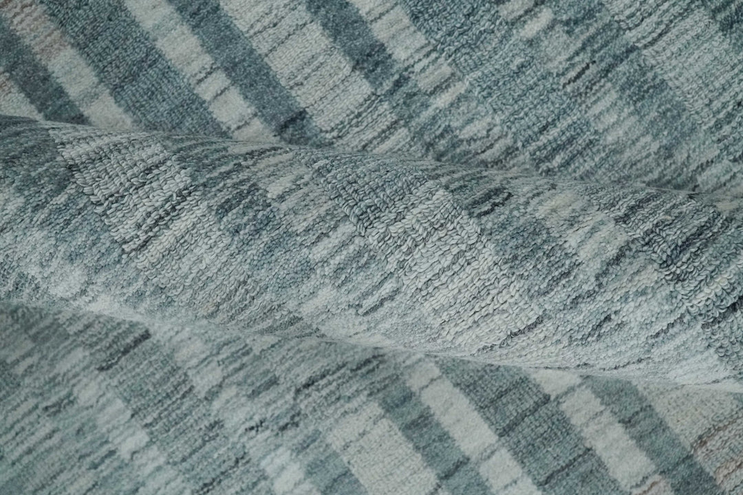 Hand Made 8x10 Modern Stripes Peach, Gray and Silver Scandinavian Blended Wool Flatwoven Area Rug | KE17 - The Rug Decor