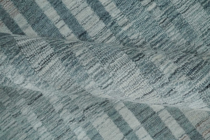 Hand Made 8x10 Modern Stripes Peach, Gray and Silver Scandinavian Blended Wool Flatwoven Area Rug | KE17 - The Rug Decor
