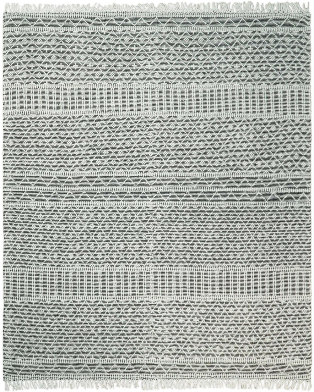 Hand Made Woolen Chunky and Soft White and Black Wool Area Rug | CAL2 - The Rug Decor