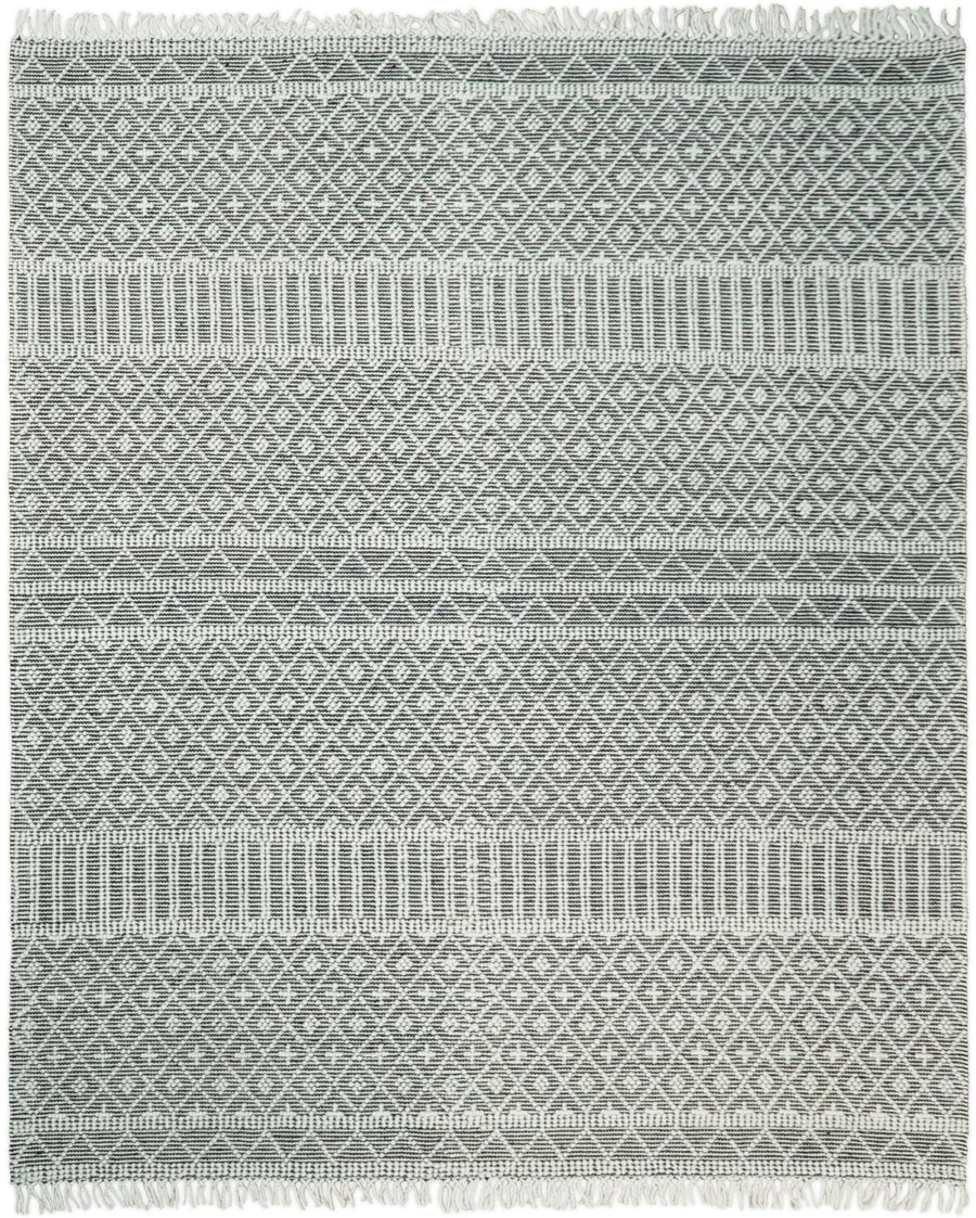 Hand Made Woolen Chunky and Soft White and Black Wool Area Rug | CAL2 - The Rug Decor
