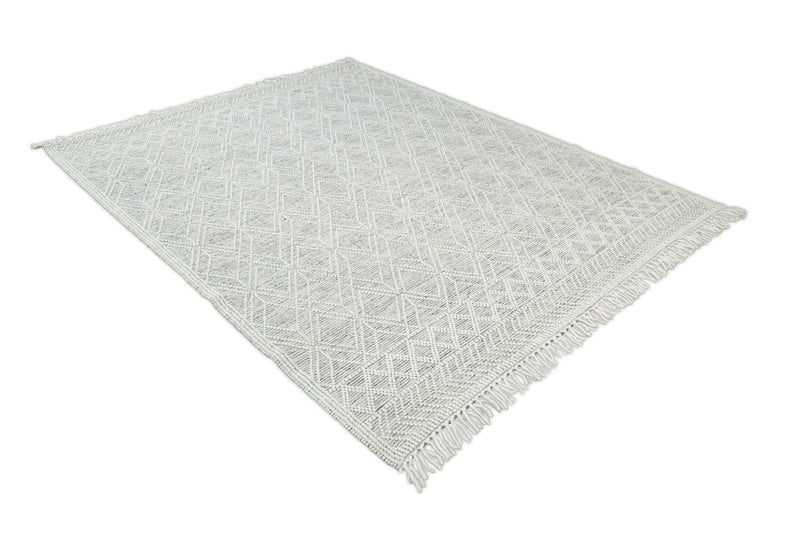 Hand Made Woolen Chunky and Soft White Wool Area Rug | CAL4 - The Rug Decor