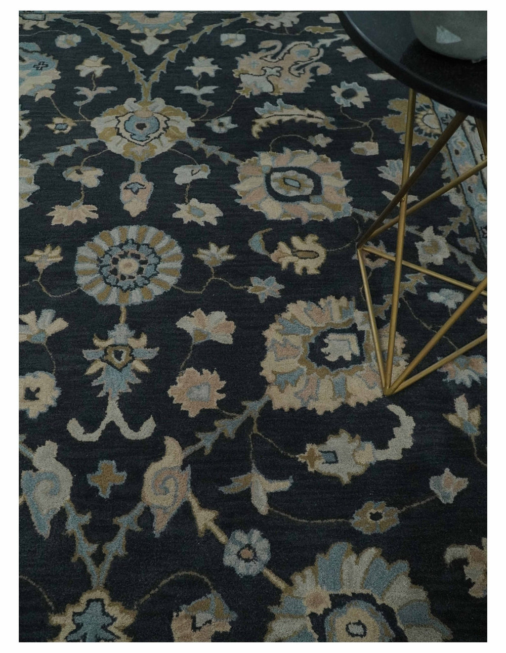 Hand Tufted Black and Silver Modern Turkish Oushak Style Rug, Kids, Living Room and Bedroom Rug | TRD6501 - The Rug Decor