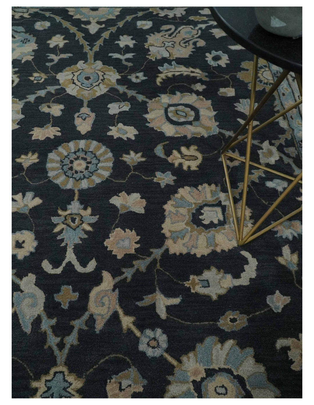 Hand Tufted Black and Silver Modern Turkish Oushak Style Rug, Kids, Living Room and Bedroom Rug | TRD6501 - The Rug Decor