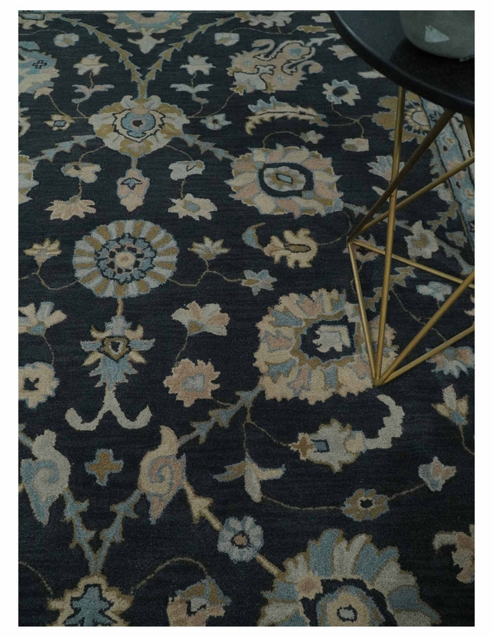 Hand Tufted Black and Silver Modern Turkish Oushak Style Rug, Kids, Living Room and Bedroom Rug | TRD6501 - The Rug Decor