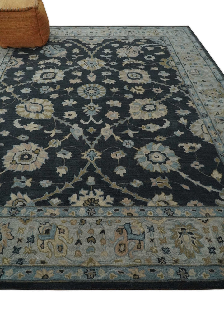Hand Tufted Black and Silver Modern Turkish Oushak Style Rug, Kids, Living Room and Bedroom Rug | TRD6501 - The Rug Decor