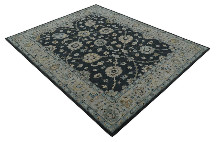 Hand Tufted Black and Silver Modern Turkish Oushak Style Rug, Kids, Living Room and Bedroom Rug | TRD6501 - The Rug Decor