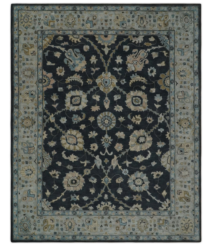 Hand Tufted Black and Silver Modern Turkish Oushak Style Rug, Kids, Living Room and Bedroom Rug | TRD6501 - The Rug Decor