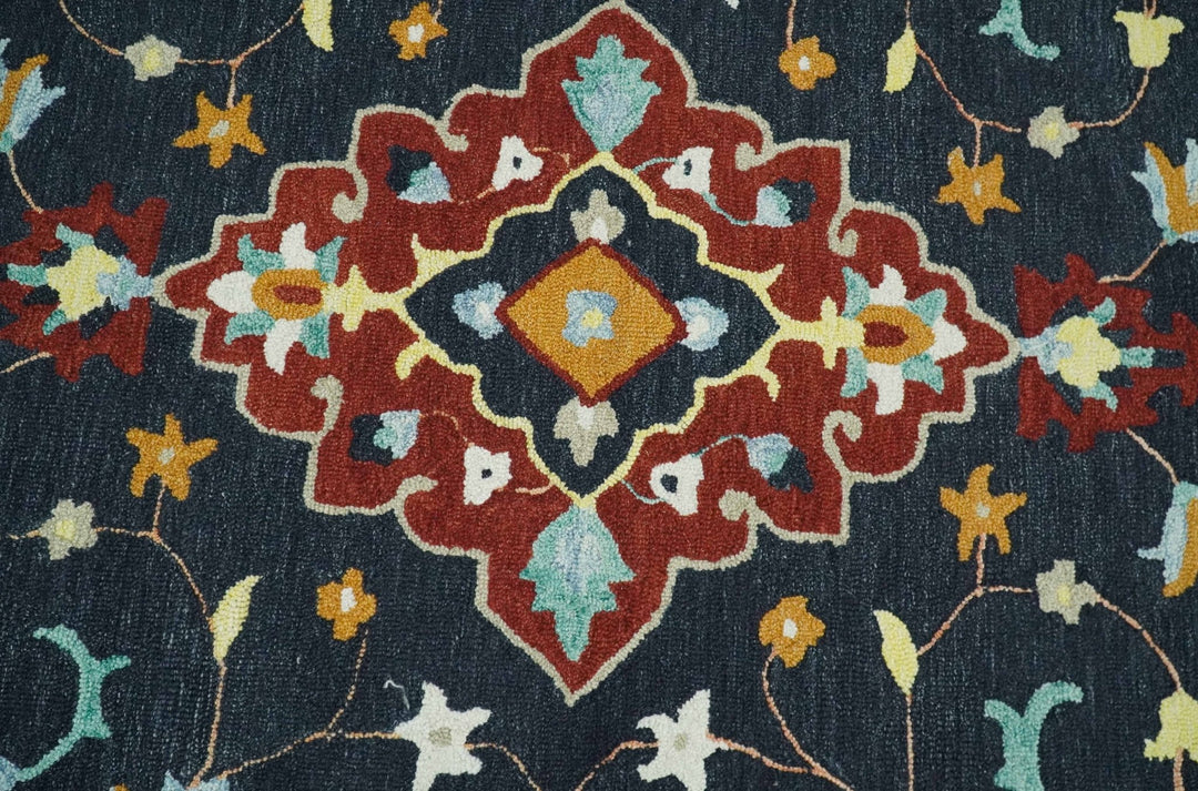 Hand Tufted Black, Rust and Beige Persian Style Antique Oriental Wool Area Rug | TRDMA164 - The Rug Decor