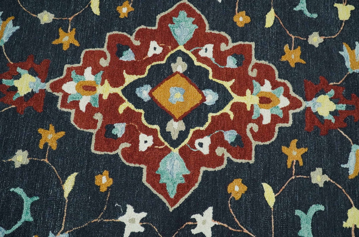Hand Tufted Black, Rust and Beige Persian Style Antique Oriental Wool Area Rug | TRDMA164 - The Rug Decor