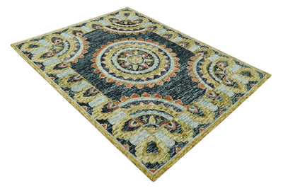 Hand Tufted Blue, Rust and Moss Green Persian Style Antique Oriental Wool Area Rug | TRDMA15 - The Rug Decor
