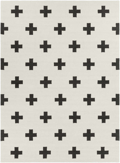 Hand Tufted Contemporary Cross Design Ivory and Black Wool Area Rug - The Rug Decor