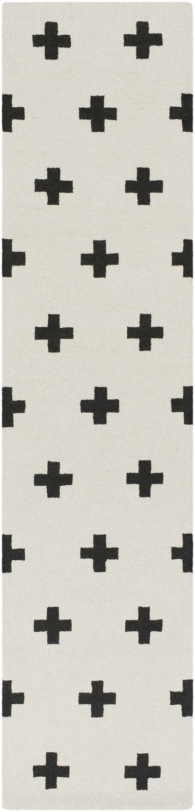 Hand Tufted Contemporary Cross Design Ivory and Black Wool Area Rug - The Rug Decor