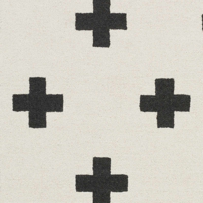 Hand Tufted Contemporary Cross Design Ivory and Black Wool Area Rug - The Rug Decor