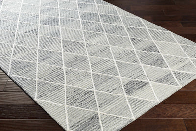 Hand tufted Contemporary Geometric Gray and Ivory Medium pile Wool Area Rug - The Rug Decor