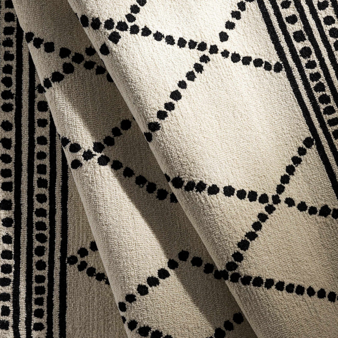 Hand Tufted Contemporary Ivory and Black Tribal Trellis Wool Area Rug - The Rug Decor
