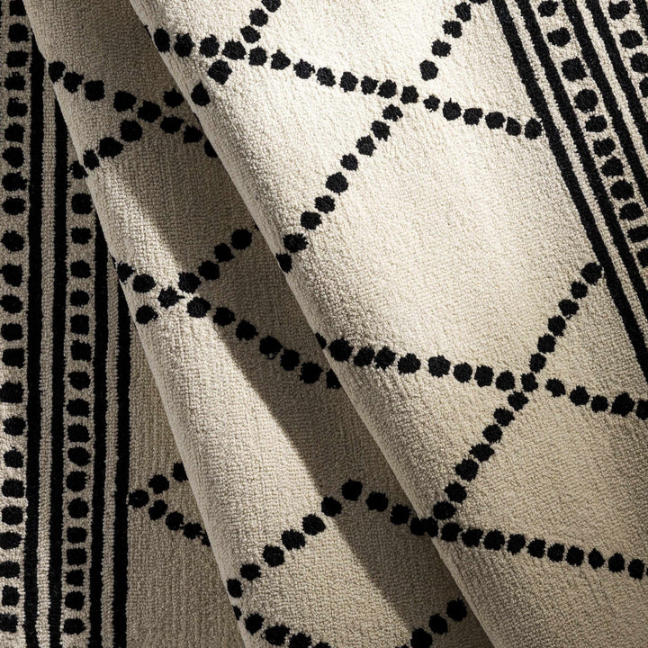 Hand Tufted Contemporary Ivory and Black Tribal Trellis Wool Area Rug - The Rug Decor