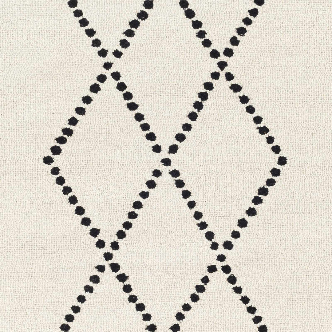 Hand Tufted Contemporary Ivory and Black Tribal Trellis Wool Area Rug - The Rug Decor