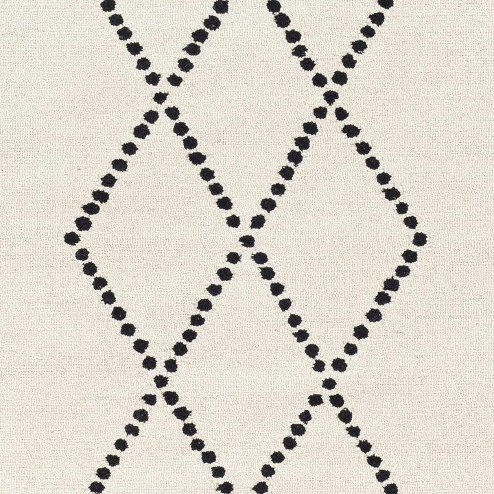Hand Tufted Contemporary Ivory and Black Tribal Trellis Wool Area Rug - The Rug Decor