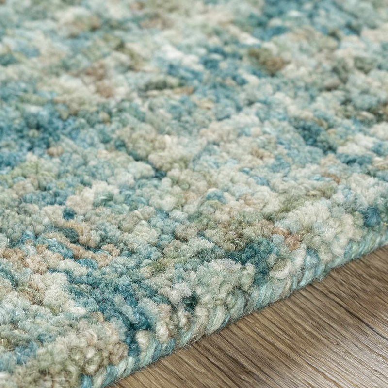 Hand Tufted Contemporary Solid Teal, Blue And Beige Wool Area Rug - The Rug Decor