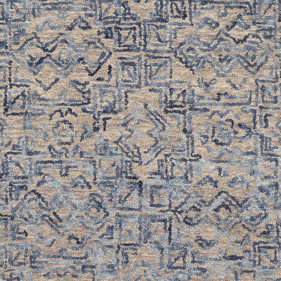 Hand Tufted Contemporary Traditional Design Blue Gray and Camel Wool Area Rug - The Rug Decor