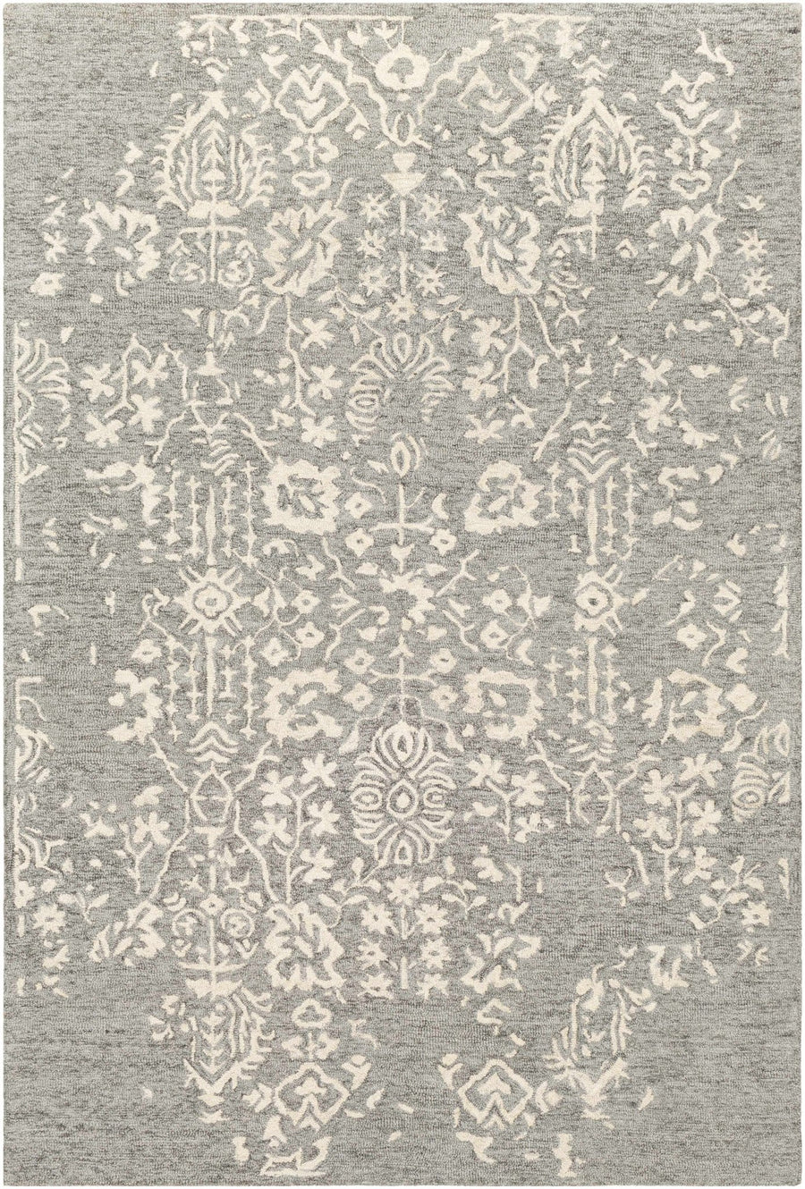 Hand Tufted Floral Beige and Gray Low pile Multi Size Wool Area Rug - The Rug Decor