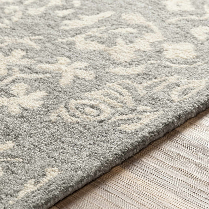 Hand Tufted Floral Beige and Gray Low pile Multi Size Wool Area Rug - The Rug Decor