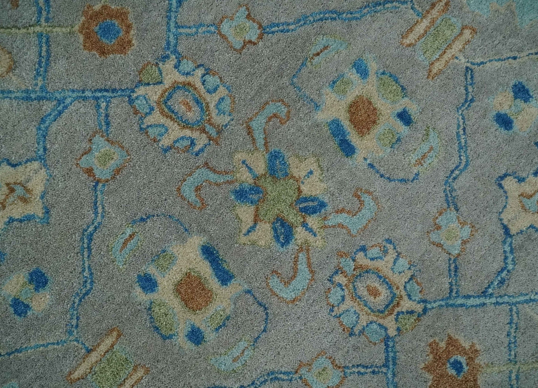 Hand Tufted Gray, Beige and Accent Blue Multi Size 8x10 Traditional Herati Design Wool Rug - The Rug Decor