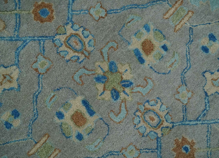 Hand Tufted Gray, Beige and Accent Blue Multi Size 8x10 Traditional Herati Design Wool Rug - The Rug Decor