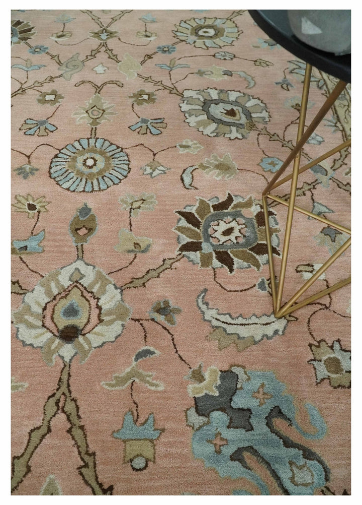 Hand Tufted Peach Pink and Ivory Modern Colorful Oushak Rug, 6x9, 8x10, 9x12 Kids, Living Room and Bedroom Rug | TRD6487 - The Rug Decor