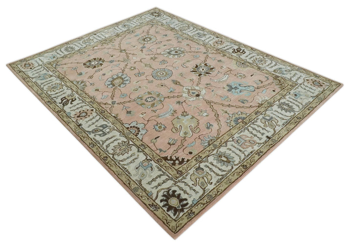Hand Tufted Peach Pink and Ivory Modern Colorful Oushak Rug, 6x9, 8x10, 9x12 Kids, Living Room and Bedroom Rug | TRD6487 - The Rug Decor