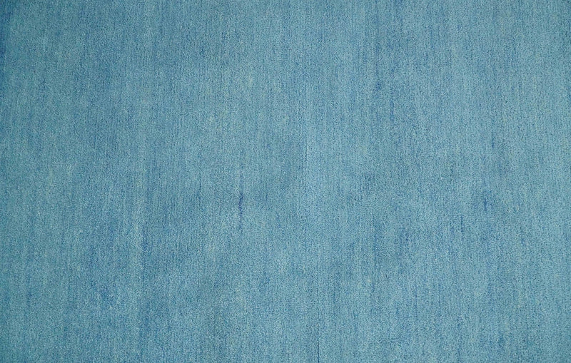 Hand Tufted Solid Plane Light Blue Woolen 8x10 wool Area Rug - The Rug Decor