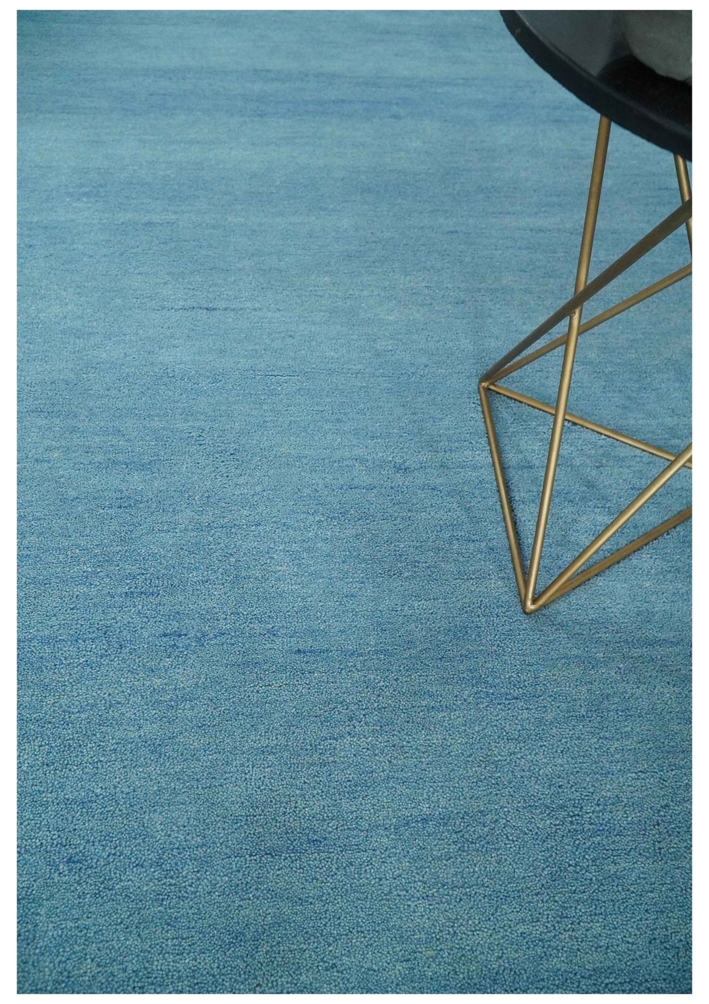 Hand Tufted Solid Plane Light Blue Woolen 8x10 wool Area Rug - The Rug Decor