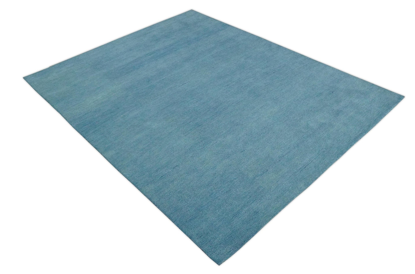 Hand Tufted Solid Plane Light Blue Woolen 8x10 wool Area Rug - The Rug Decor