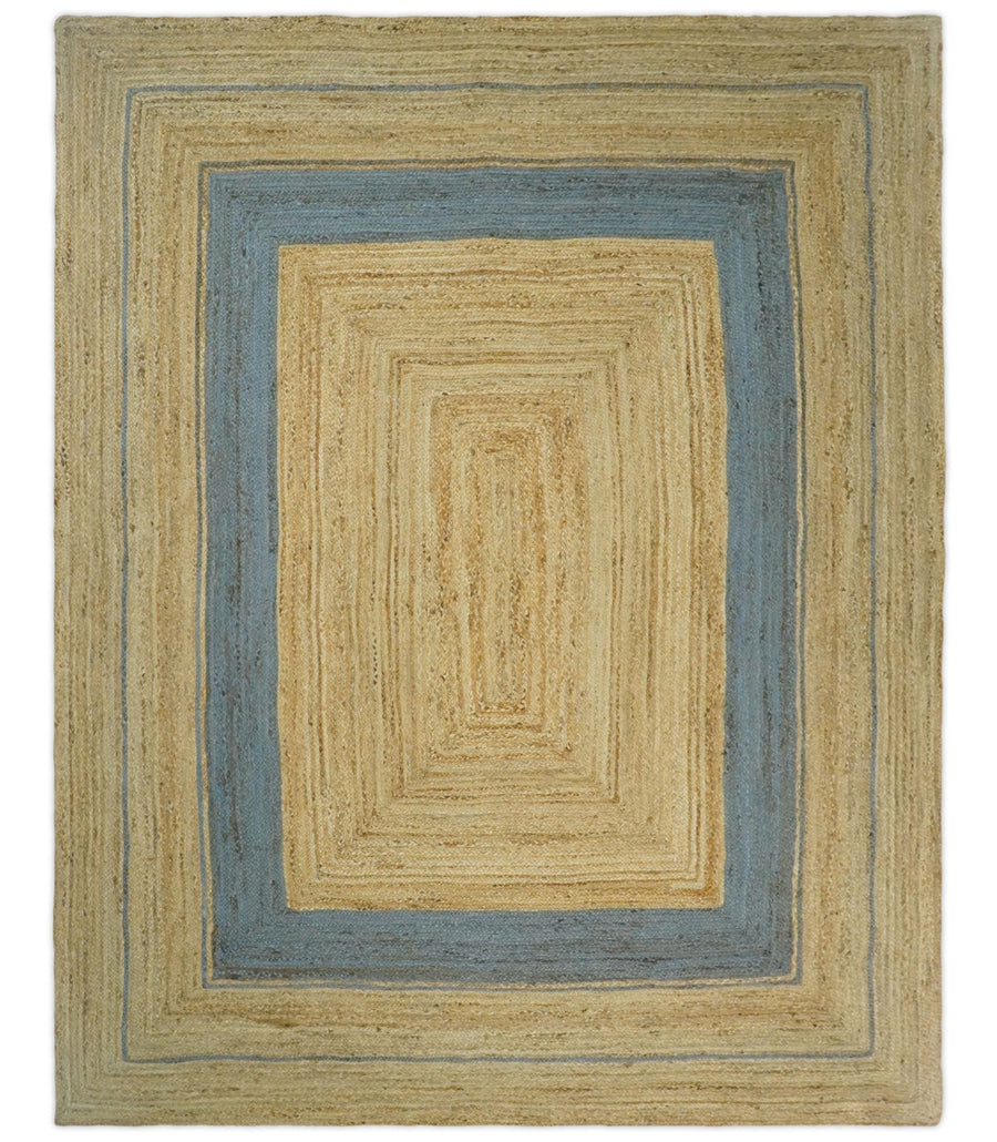 Hand Woven 100% Natural Fiber Blue and Brown Natural Jute Rug | JR2 - The Rug Decor