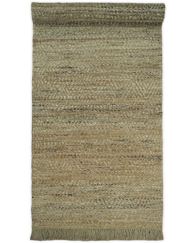 Hand Woven 100% Natural Fiber Brown Natural Jute and Wool Rug | JR10 - The Rug Decor