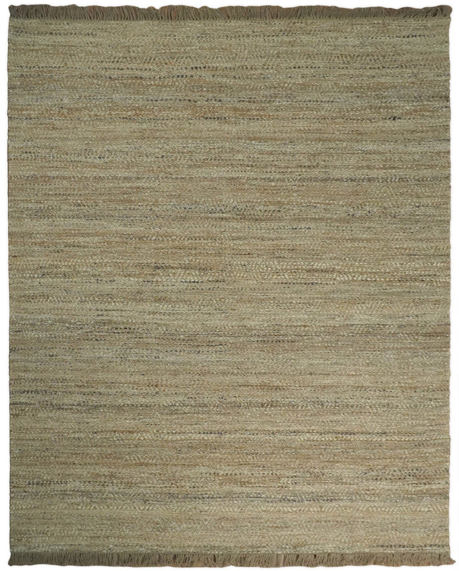Hand Woven 100% Natural Fiber Brown Natural Jute and Wool Rug | JR10 - The Rug Decor
