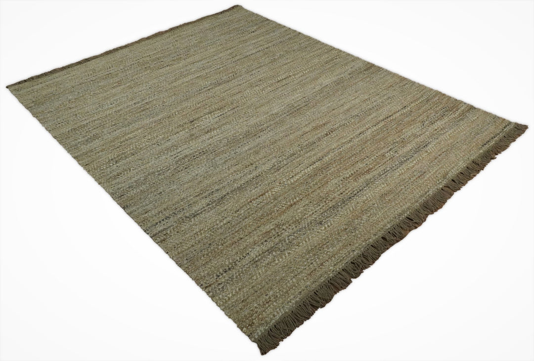 Hand Woven 100% Natural Fiber Brown Natural Jute and Wool Rug | JR10 - The Rug Decor