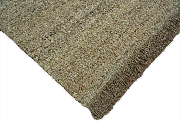 Hand Woven 100% Natural Fiber Brown Natural Jute and Wool Rug | JR10 - The Rug Decor